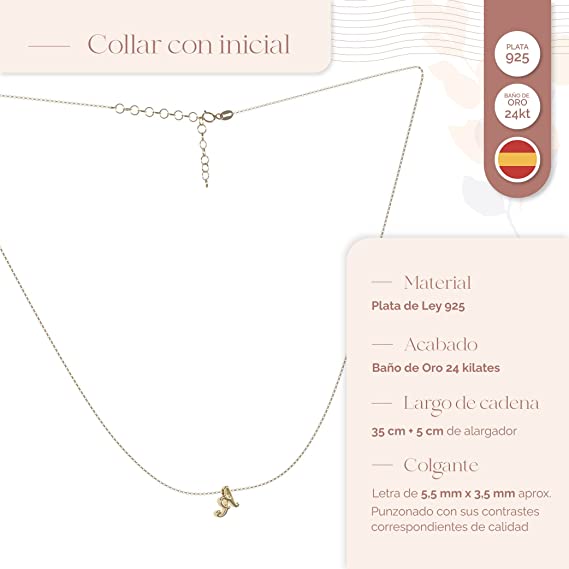 COLGANTE INICIALES CHAPADO EN ORO DE 24K