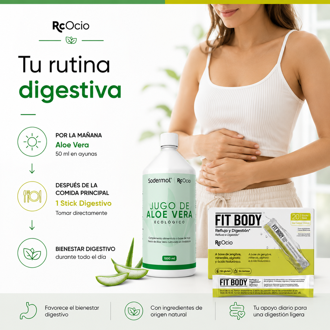 🌿 Pack Fitbody Digestivo + Aloe Vera Bebido -  Ardores - Reflujo - Digestiones pesadas - Nauseas