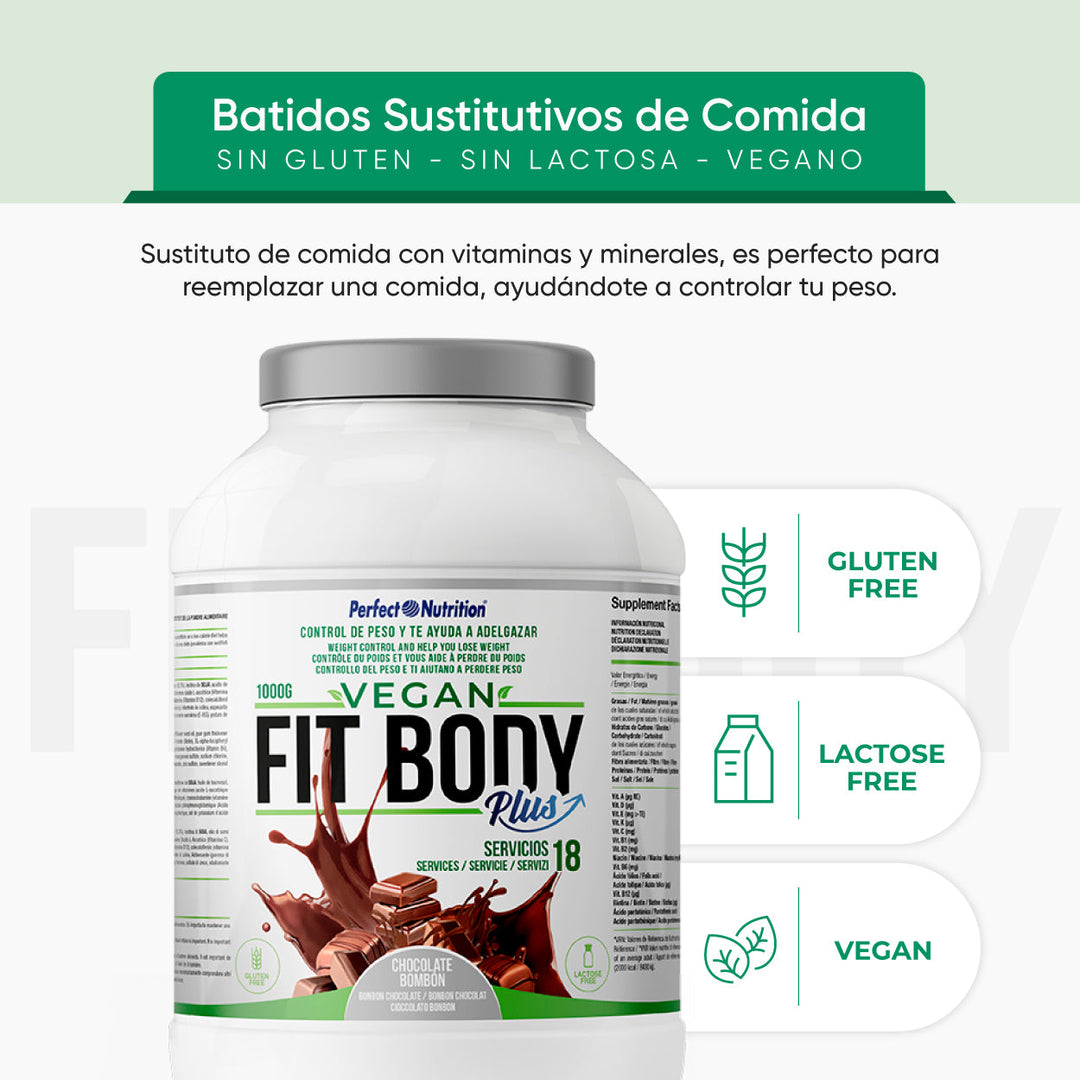 Batido Sustitutivo de Comida Vegano, Sin Gluten y sin Lactosa