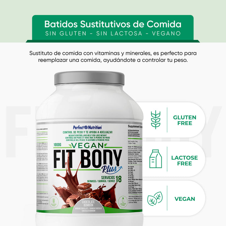 Batido Sustitutivo de Comida Vegano, Sin Gluten y sin Lactosa