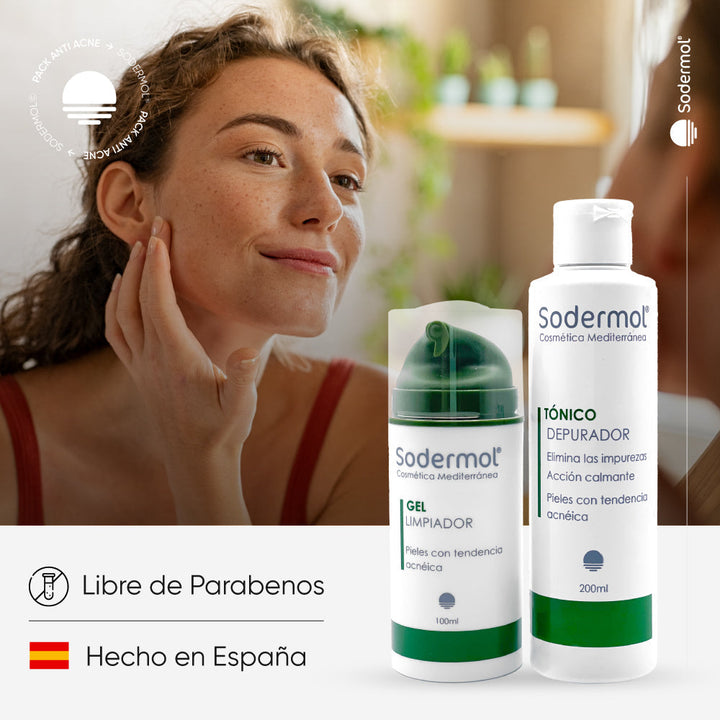 Pack Tratamiento Acné - Gel Limpiador Facial + Tonico Depurador Facial - Sodermol
